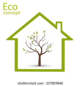 Eco House. Vector illustration of ecology the concept