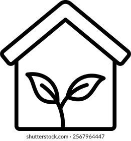 Eco House Vector Lineal Icon On White Background.