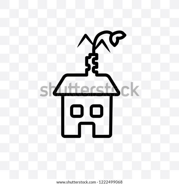 Eco house vector linear icon isolated on\
transparent background, Eco house transparency concept can be used\
for web and mobile