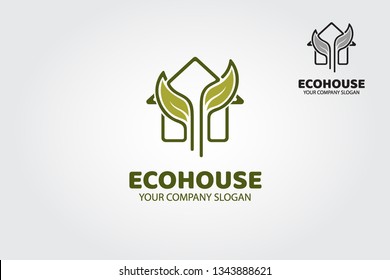 Eco House Vector Logo Template. Simple and elegant identity illustration that symbolizes the impression of green, peaceful, clean, and natural.