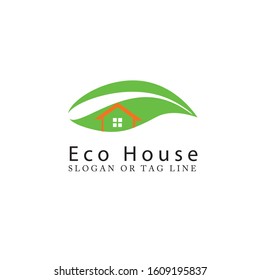 Eco House Vector Logo Template