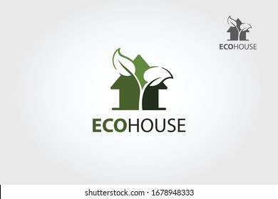 Eco House Vector Logo Template. The main symbol of the logo is a leaves incorporate with the house. This logo symbolizes a neighborhood, growth, care, development, ecological  environment concept.