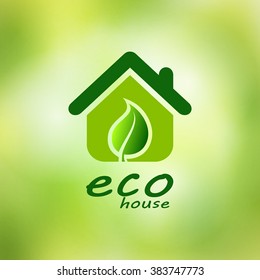 Eco house vector on a green background