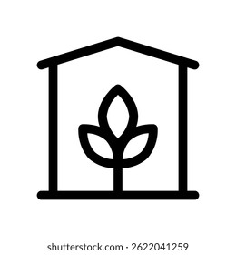 Eco House Vector for Sustainable Living and Green Architecture. Energy-efficient home illustration. Environmental conservation icon for eco-friendly designs. Line Icon