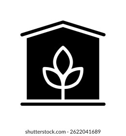 Eco House Vector for Sustainable Living and Green Architecture. Energy-efficient home illustration. Environmental conservation icon for eco-friendly designs. Glyph Icon