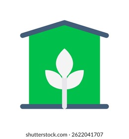 Eco House Vector for Sustainable Living and Green Architecture. Energy-efficient home illustration. Environmental conservation icon for eco-friendly designs. Flat Icon