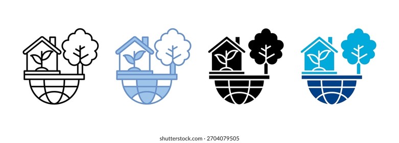 Conjunto de iconos de carcasa ecológica Colección de estilo múltiple