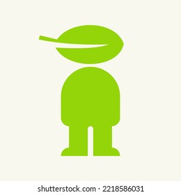 Concepto de diseño de logotipo humano ecológico con plantilla de vectores de símbolo de cuerpo humano y hoja