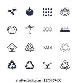Eco icon. collection of 16 eco filled and outline icons such as plant, sprout plants, watering system, drop, apple, flower, arrow up. editable eco icons for web and mobile.