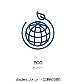 eco icon from ecology collection. Thin linear eco, food, leaf outline icon isolated on white background. Line vector eco sign, symbol for web and mobile