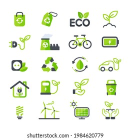 Eco icon. Ecology vector design The concept of caring for the environment by using natural energy.