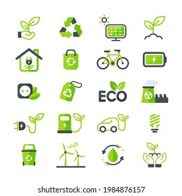 Eco icon. Ecology vector design The concept of caring for the environment by using natural energy.