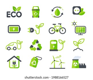 Icono ecológico. Diseño de vectores ecológicos El concepto de cuidado del medio ambiente mediante el uso de energía natural.