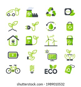 Icono ecológico. Diseño de vectores ecológicos El concepto de cuidado del medio ambiente mediante el uso de energía natural.