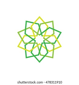 Eco icon. Green abstract symbol. Vector illustration isolated on the light background. Fashion graphic design. Beauty concept. Vivid colors plant logo. Smooth shape. Plain flat style colors.