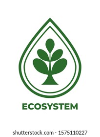 Eco icon. Green contour vector illustration isolated on white.