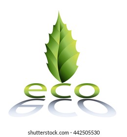 Eco icon with green leaf