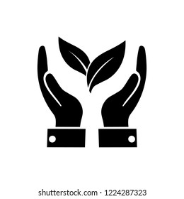 Eco icon green leaf , logo on white background