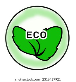Eco icon green leaf nature element vector icon.  Label logo design.