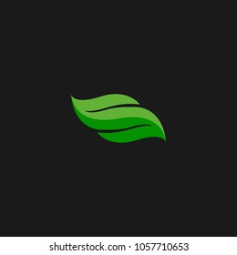 Eco icon green leaf icon organic vector illustration design template with black background