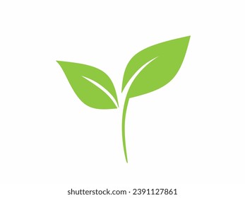 Eco icon green leaf vector illustration isolated on white - Shutterstock ID 2391127861