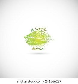 Eco icon with green leaf, vector bio sign on white background 