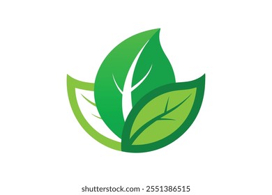 Eco icon green leaf vector art illustration.