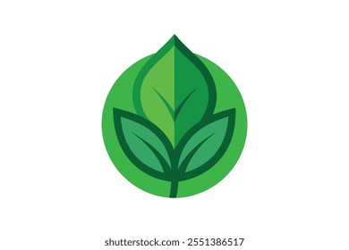 Eco icon green leaf vector art illustration.