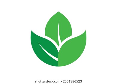 Eco icon green leaf vector art illustration.