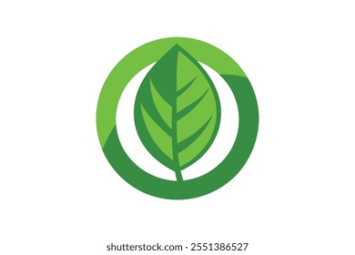 Eco icon green leaf vector art illustration.