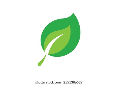 Eco icon green leaf vector art illustration.