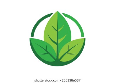 Eco icon green leaf vector art illustration.