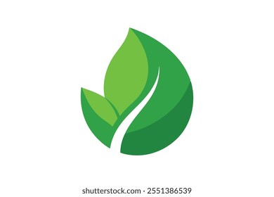 Eco icon green leaf vector art illustration.