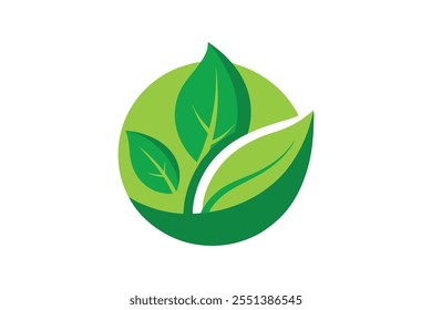 Eco icon green leaf vector art illustration.