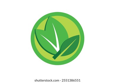 Eco icon green leaf vector art illustration.