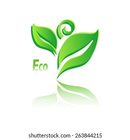 Eco icon green leaf vector illustration 