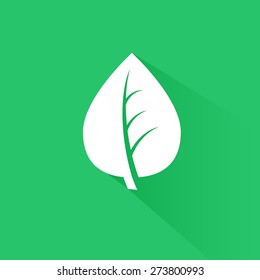 Eco icon green leaf vector illustration with long shadow