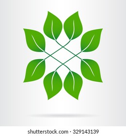 Eco icon green leaf.  Vector illustration.