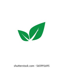 Eco icon with green leafs.