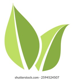 Eco icon green leaves. Vector illustration isolated on white.