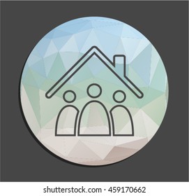 Eco Icon house with people minimalist flat design.