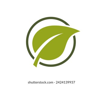 Eco icon. leaf in a circle. leaf and organic symbol. isolated vector image in flat design