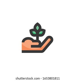 Eco icon logo vecter illustration , Plant in hand