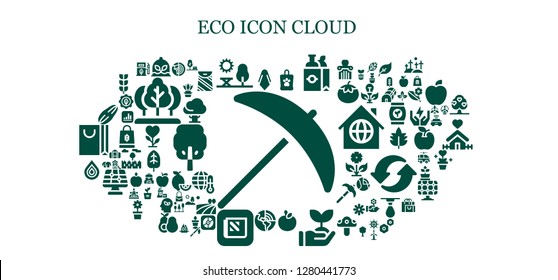  eco icon set. 93 filled eco icons. Simple modern icons about  - Pick, Silk, Plant, Park, Bag, Shopping bag, Apple, Sprout, Geothermal, Drop, Seed, Planet earth, Eco fuel, Flower