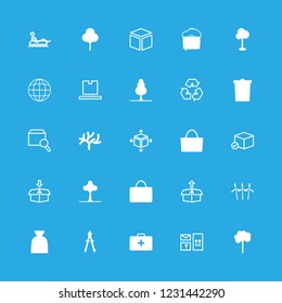 eco icon set about bag, float, tree and bin vector set