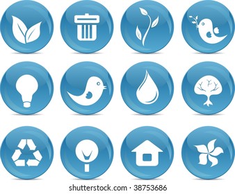 eco icon set in blue
