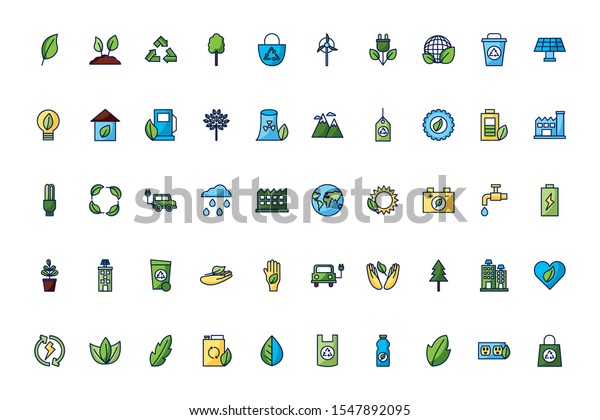 Eco icon set\
design, Ecology renewable conservation saving support solution and\
bio theme Vector\
illustration