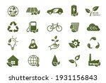 eco icon set. eco friendly, ecology, green technology and environment symbols. isolated vector images in flat style