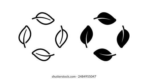 Eco icon set. Leaf Symbol. Ecology sign. for mobile concept and web design. vector illustration on white background