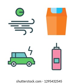 eco icon set. vector set about trash, wind, electric car and vinegar icons set.